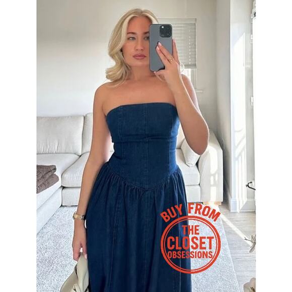 RARE!!! ZARA Strapless Midi Dress NWT - Picture 15 of 16